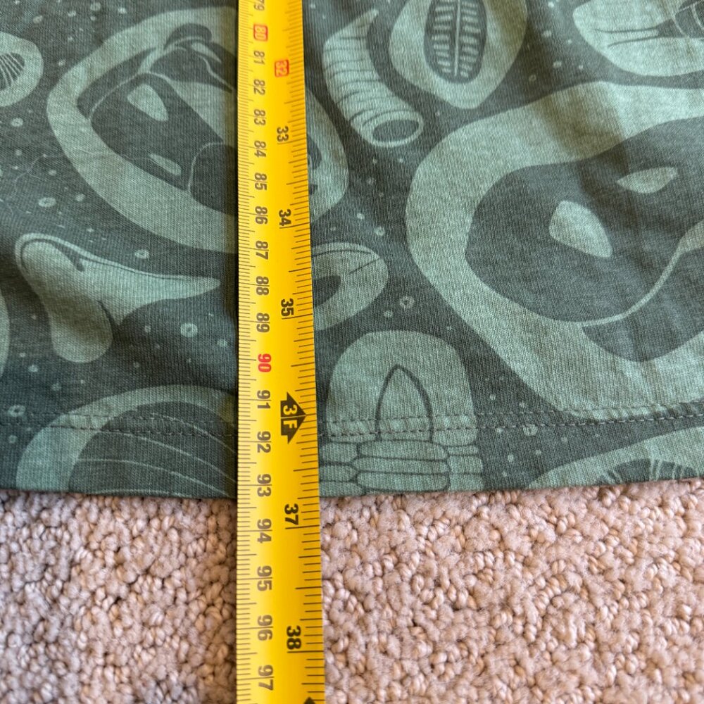 Winter Water Factory Dress Copenhagen Green Fossil Print LS Organic Cotton XS - Picture 12 of 16